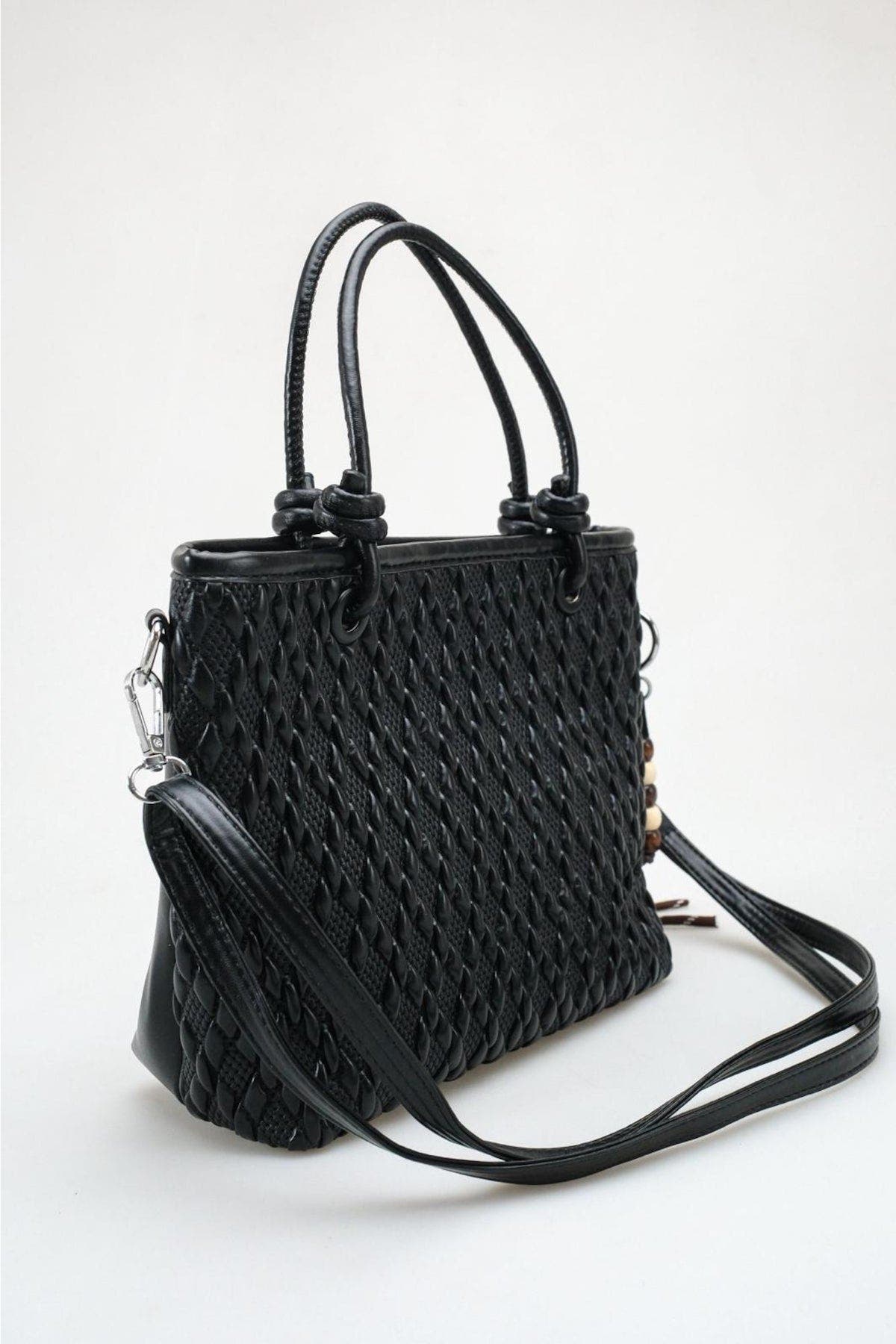 Prologue Shoes Cienna Woven Top Handle Bag, Alternate, color, Black