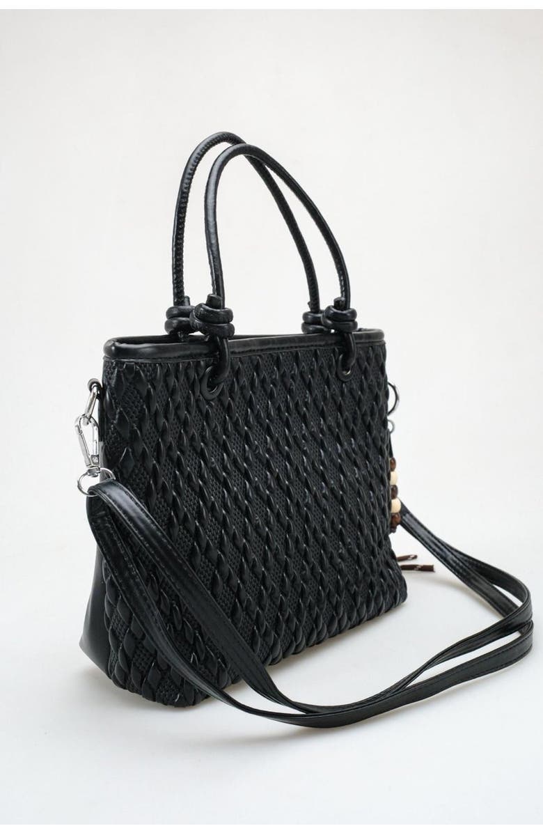 Prologue Shoes Cienna Woven Top Handle Bag, Alternate, color, Black