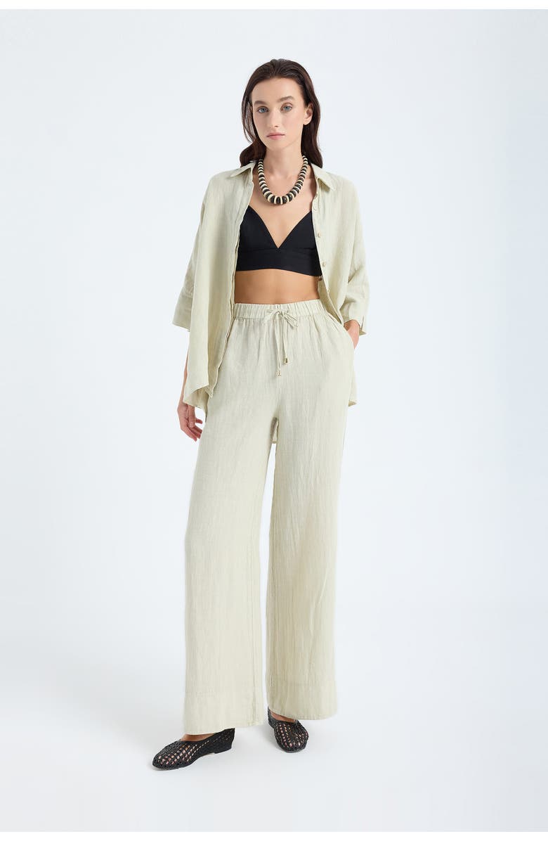 Monlicia Iyan 100% Linen Oversize Shirt, Alternate, color, Beige