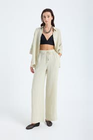 Monlicia Ciel 100% Linen Wide-Leg Pants