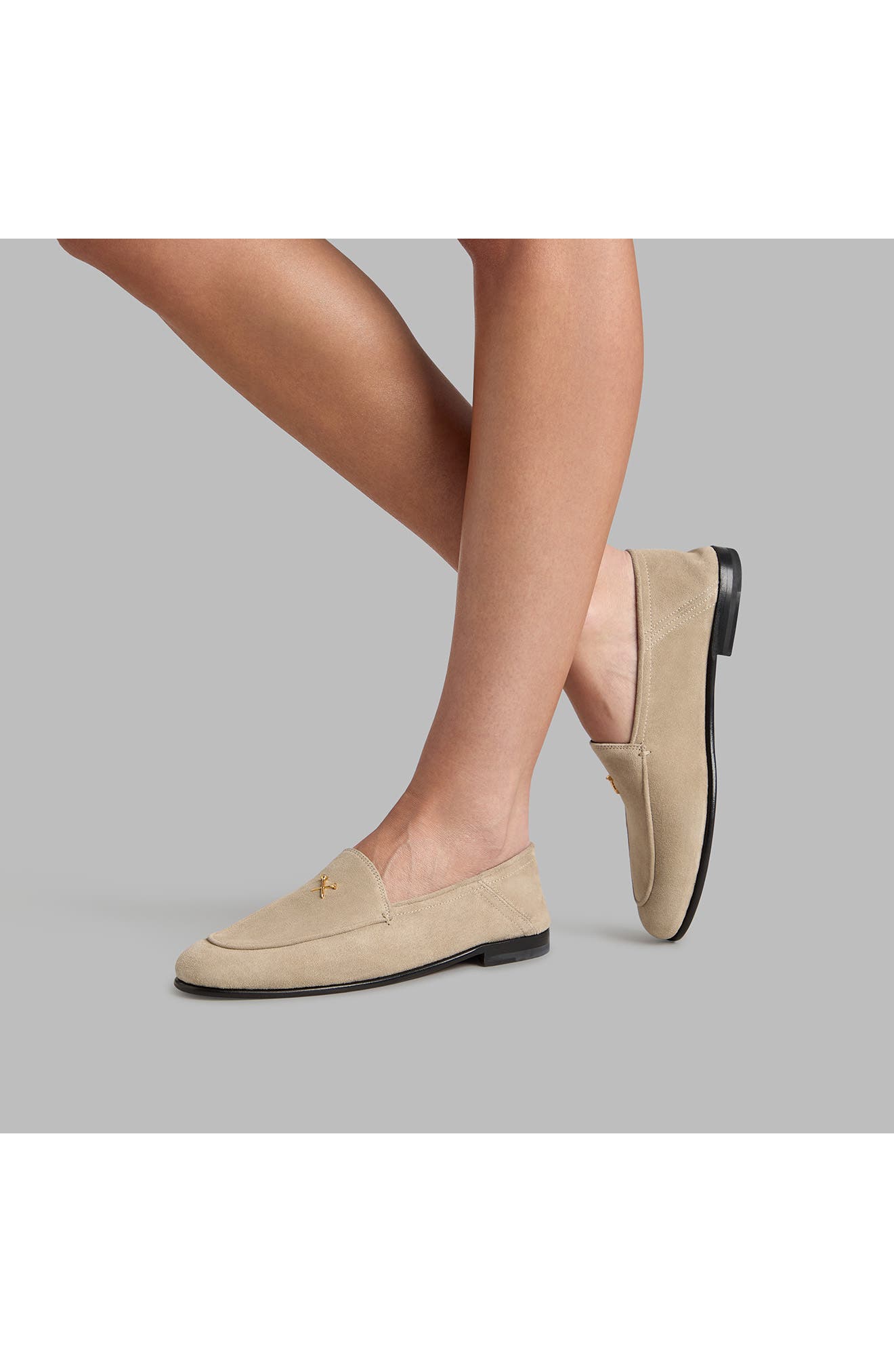 G/FORE Metal Tees Suede Flex Loafer, Alternate, color, Pumice