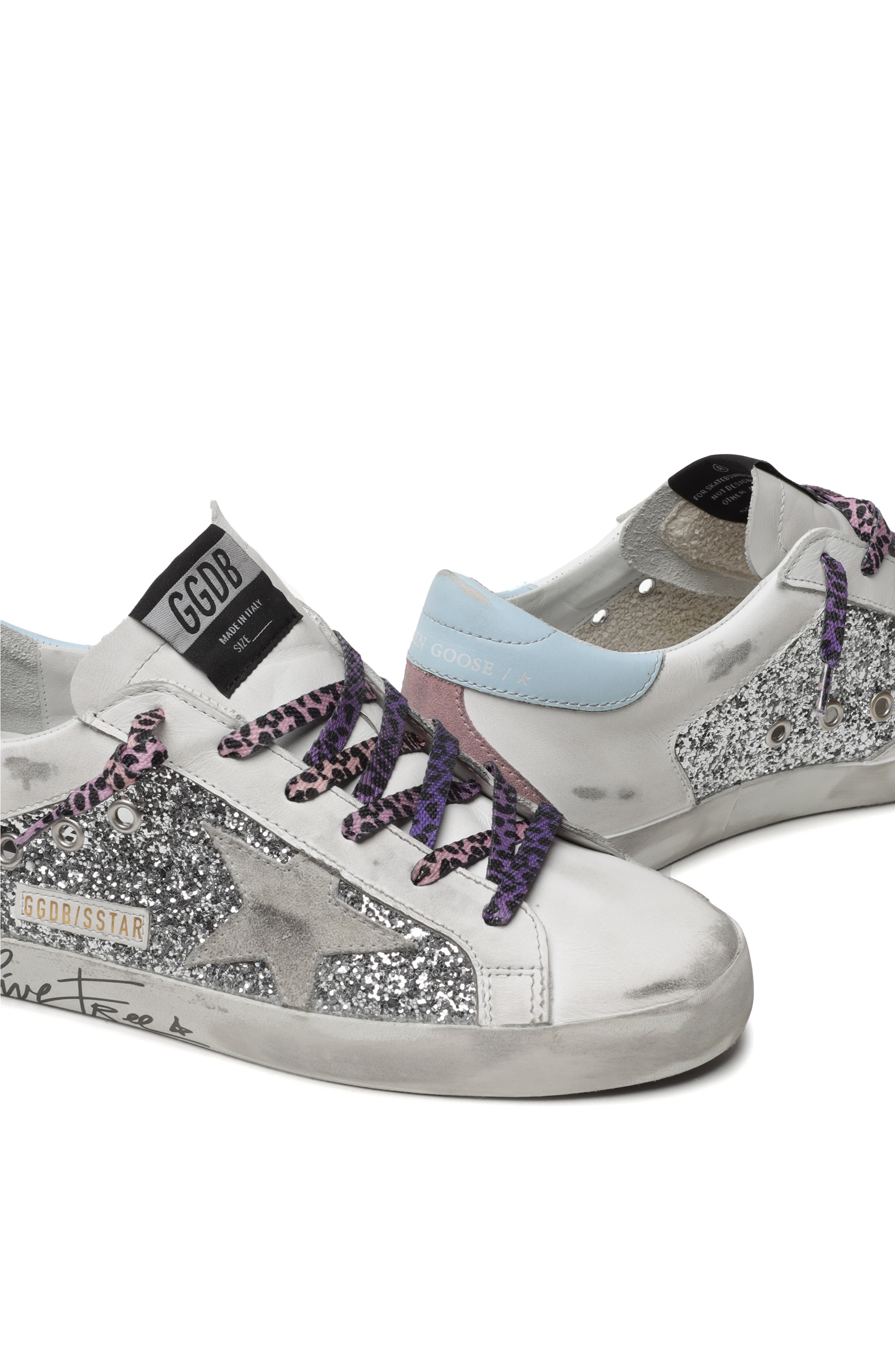 Super-Star Low Top Sneaker, Alternate, color, SILVER/ WHITE/ AQUAMARINE