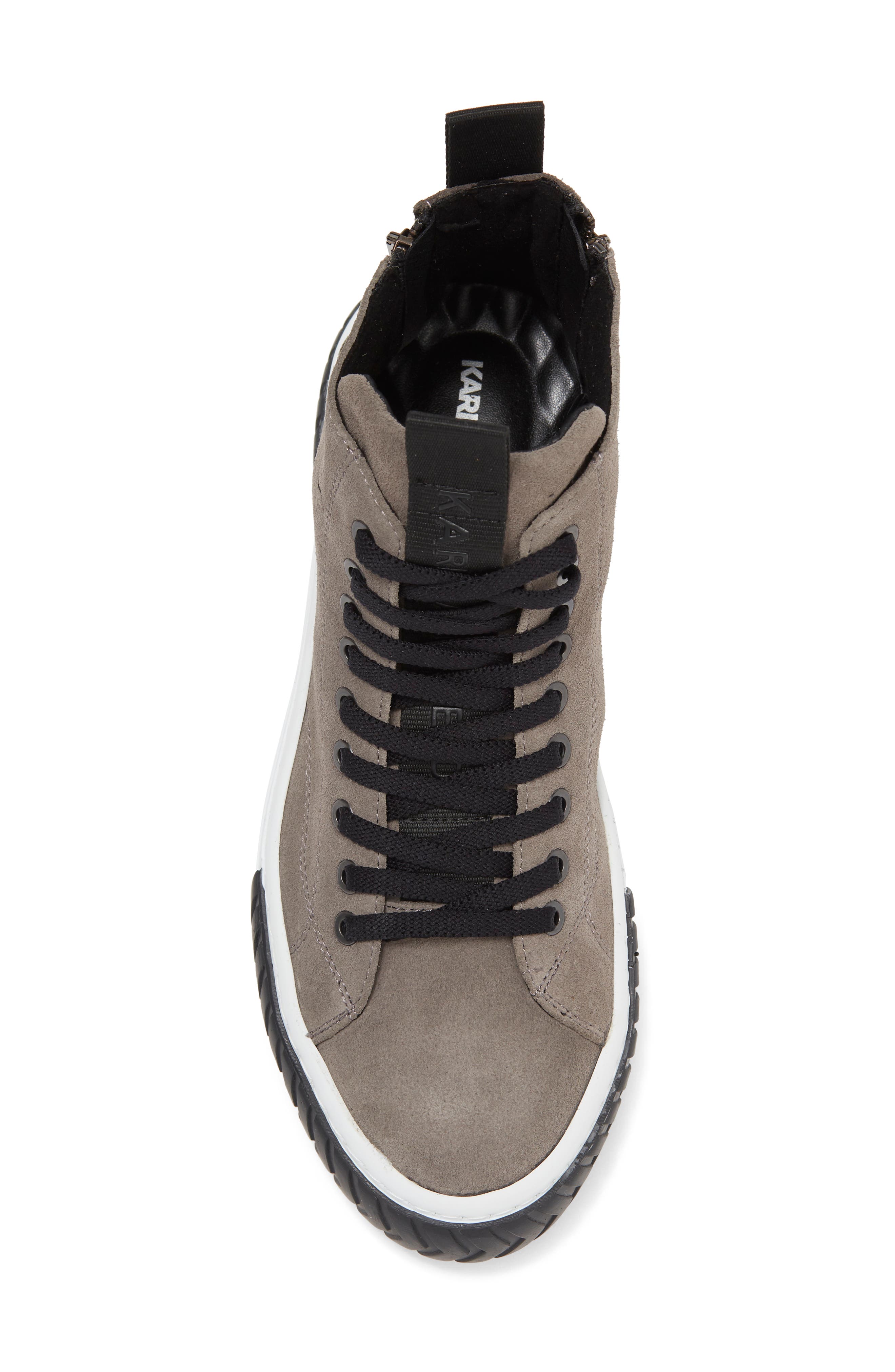 KARL LAGERFELD PARIS Leather High Top Sneaker, Alternate, color, Grey