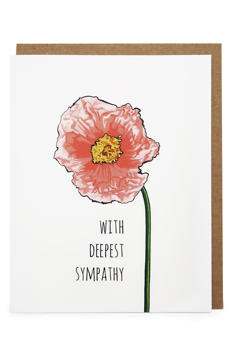 Noted By Copine Deepest Sympathy Greeting Card, Main, color, Pink