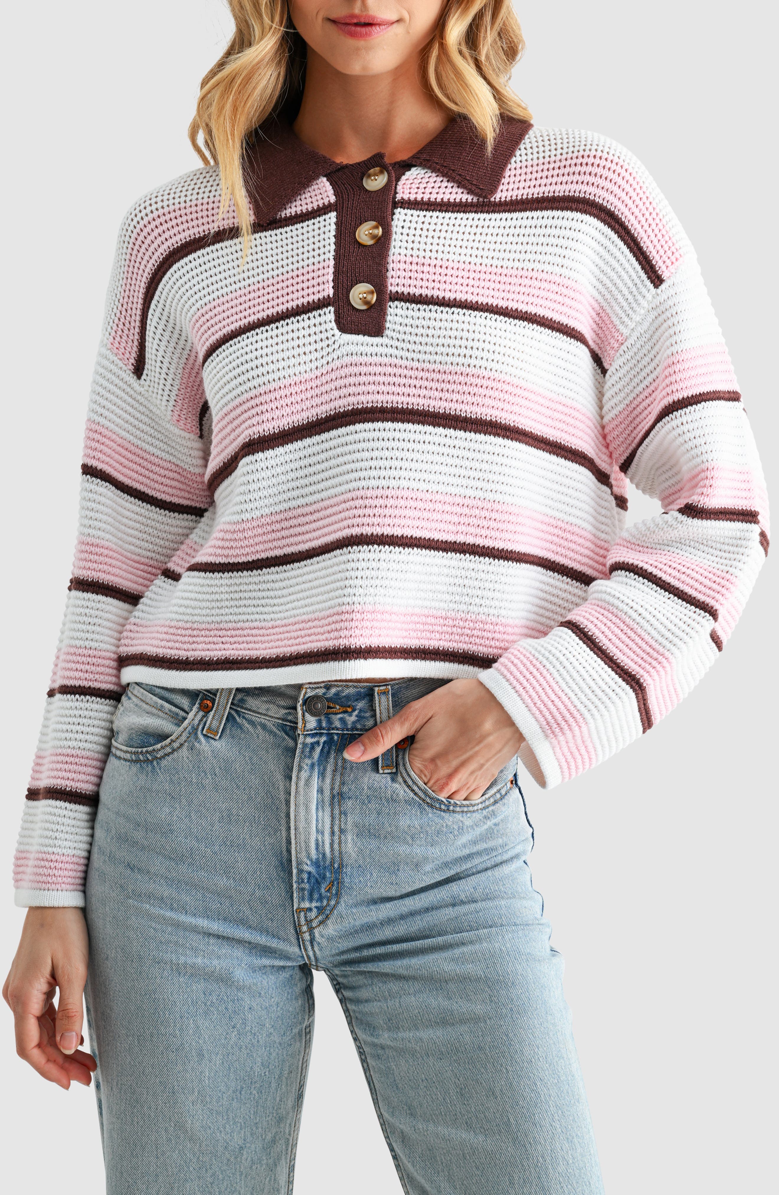 Lush Striped Polo Sweater