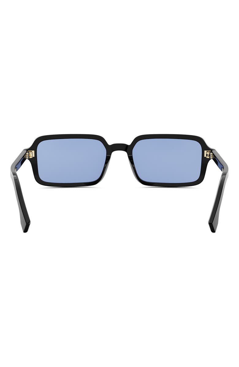 Fendi Selleria Rectangular Sunglasses, Alternate, color, Shiny Black / Blu Mirror