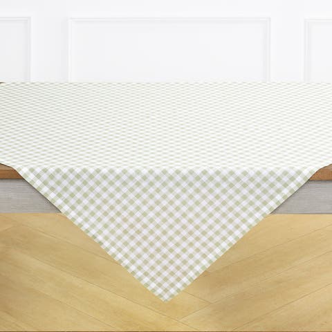 Linen Table Throw 52 x 52 Inch for Dining Table, Holiday and Everyday Table Decor - Gingham Check