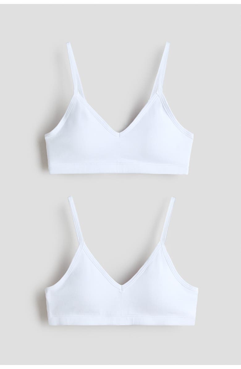 H&M 2-pack Padded Crop Tops, Main, color, White