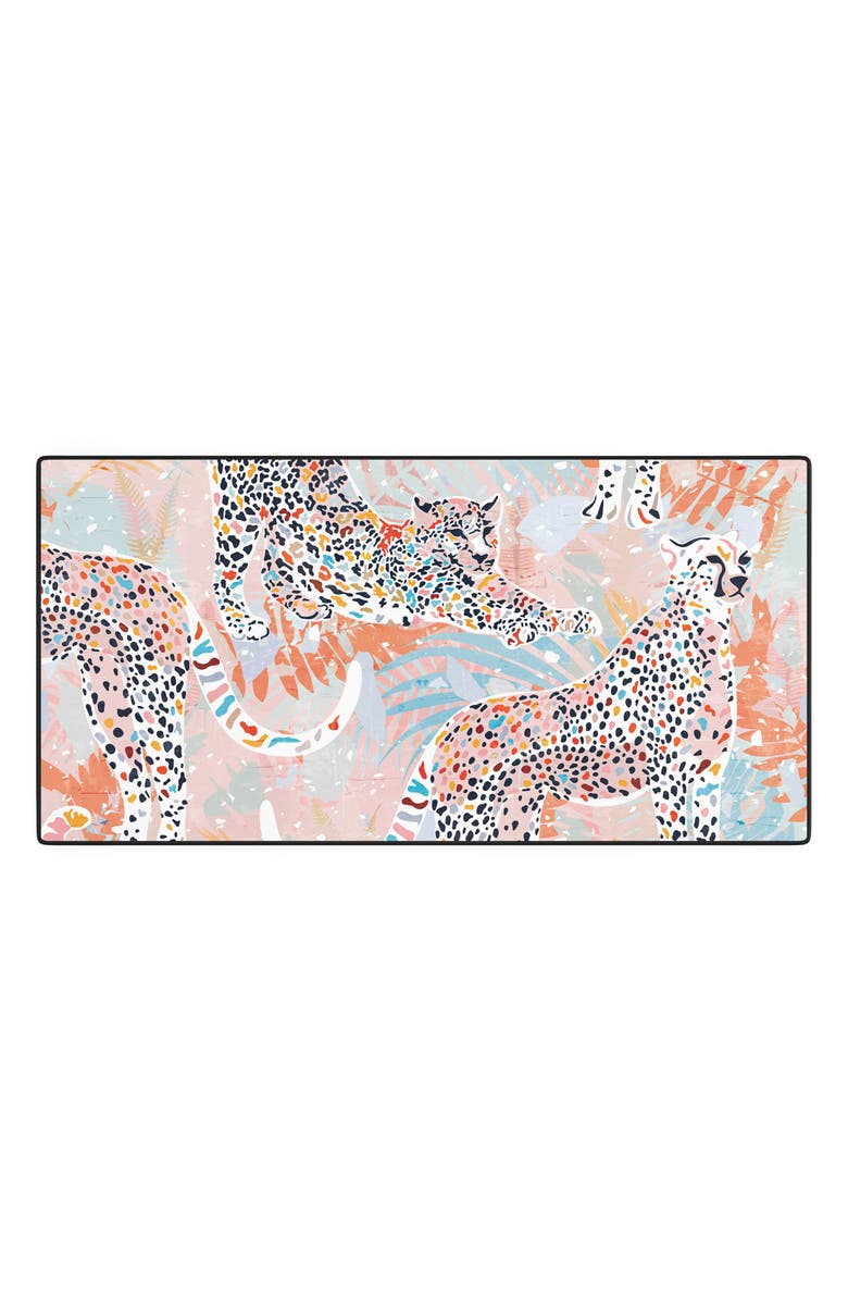 Deny Designs Evamatise Colorful Wild Cats Desk Mat, Main, color, Blue
