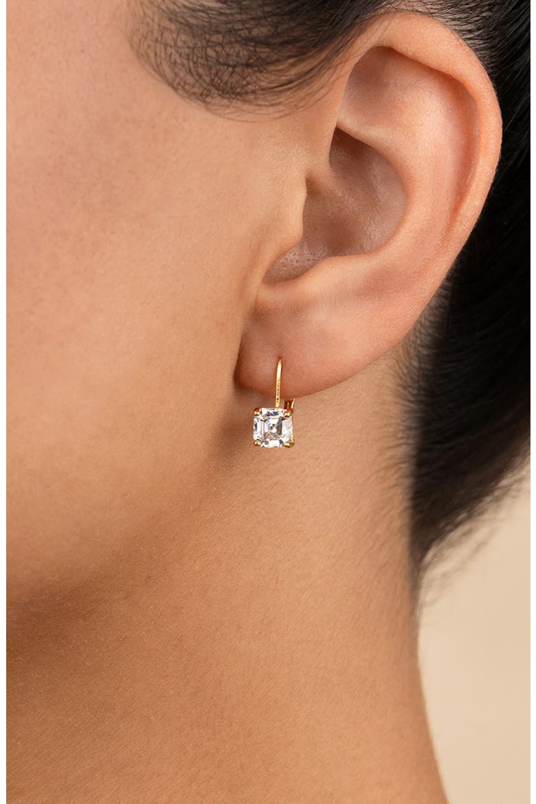 Princess Cut Cubic Zirconia Lever-Back Earrings, Alternate, color, GOLD