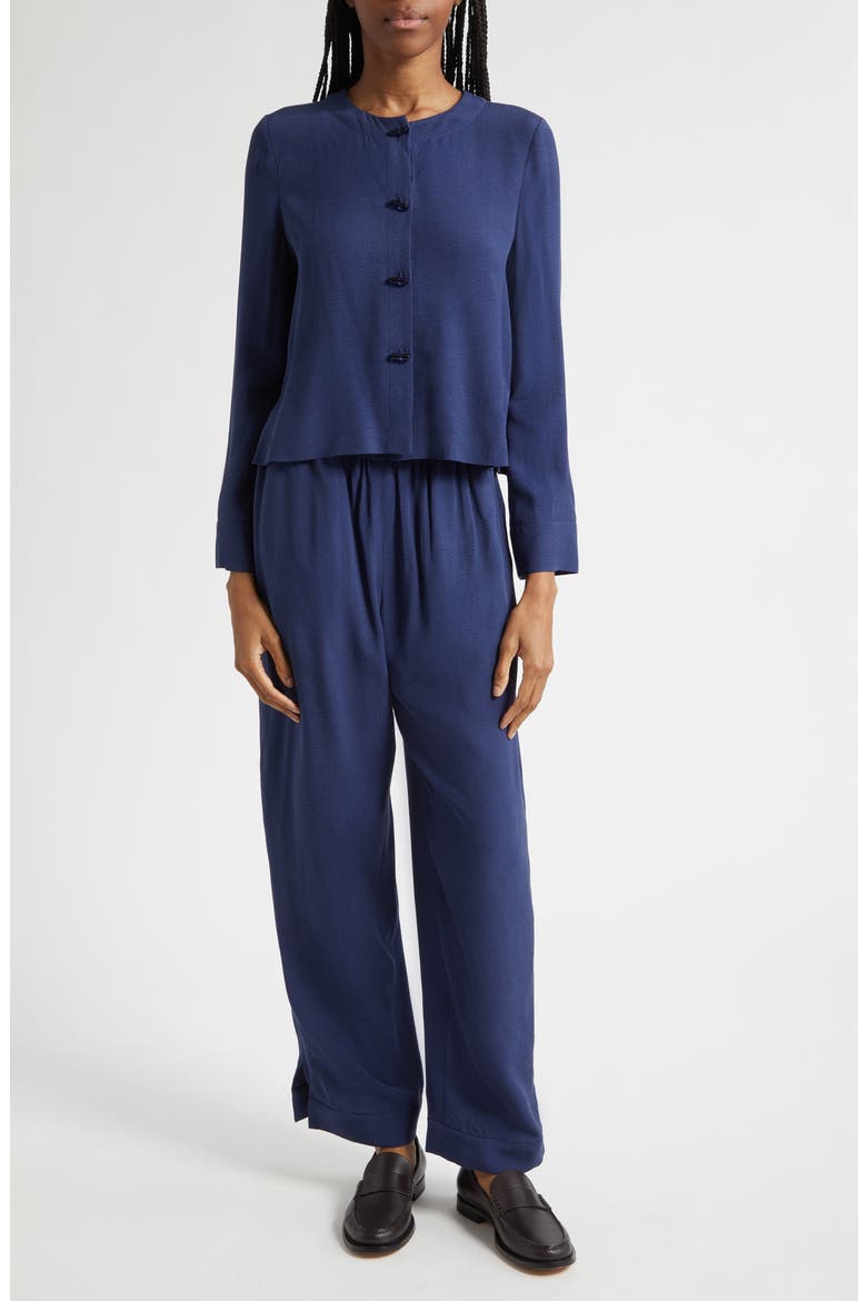 Micro Leopard Spot Jacquard Top, Alternate, color, NAVY