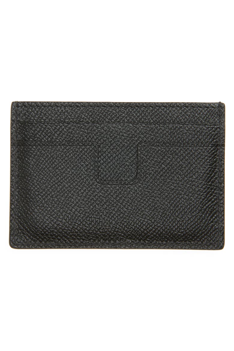 T-Line Soft Grain Leather Card Holder, Alternate, color, NAA BLACK