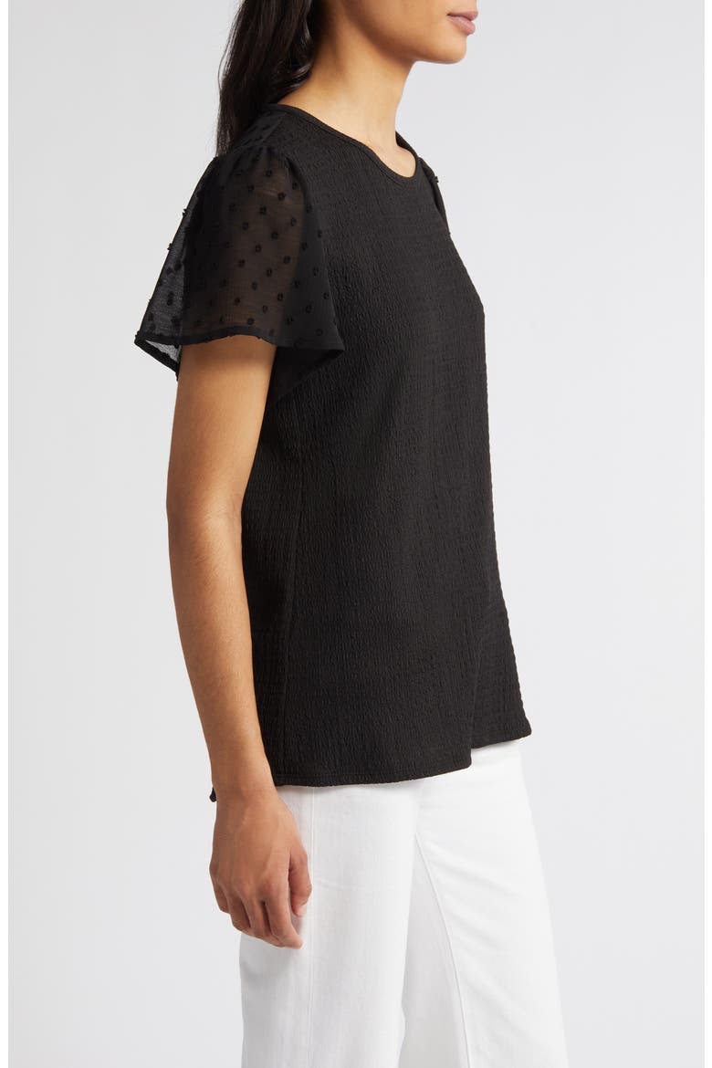 Clip Dot Smocked Top, Alternate, color, BLACK