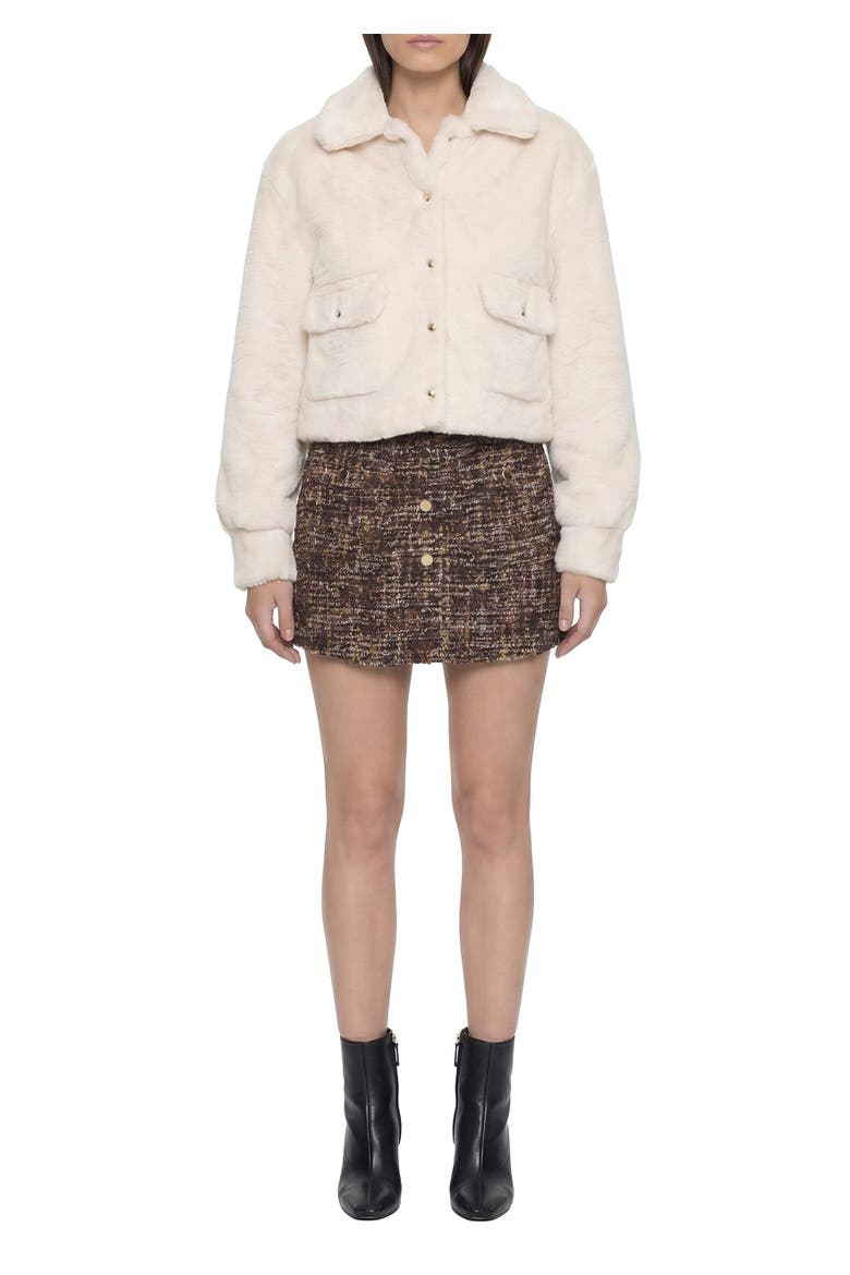 Cameron Faux Fur Jacket, Main, color, Ivory