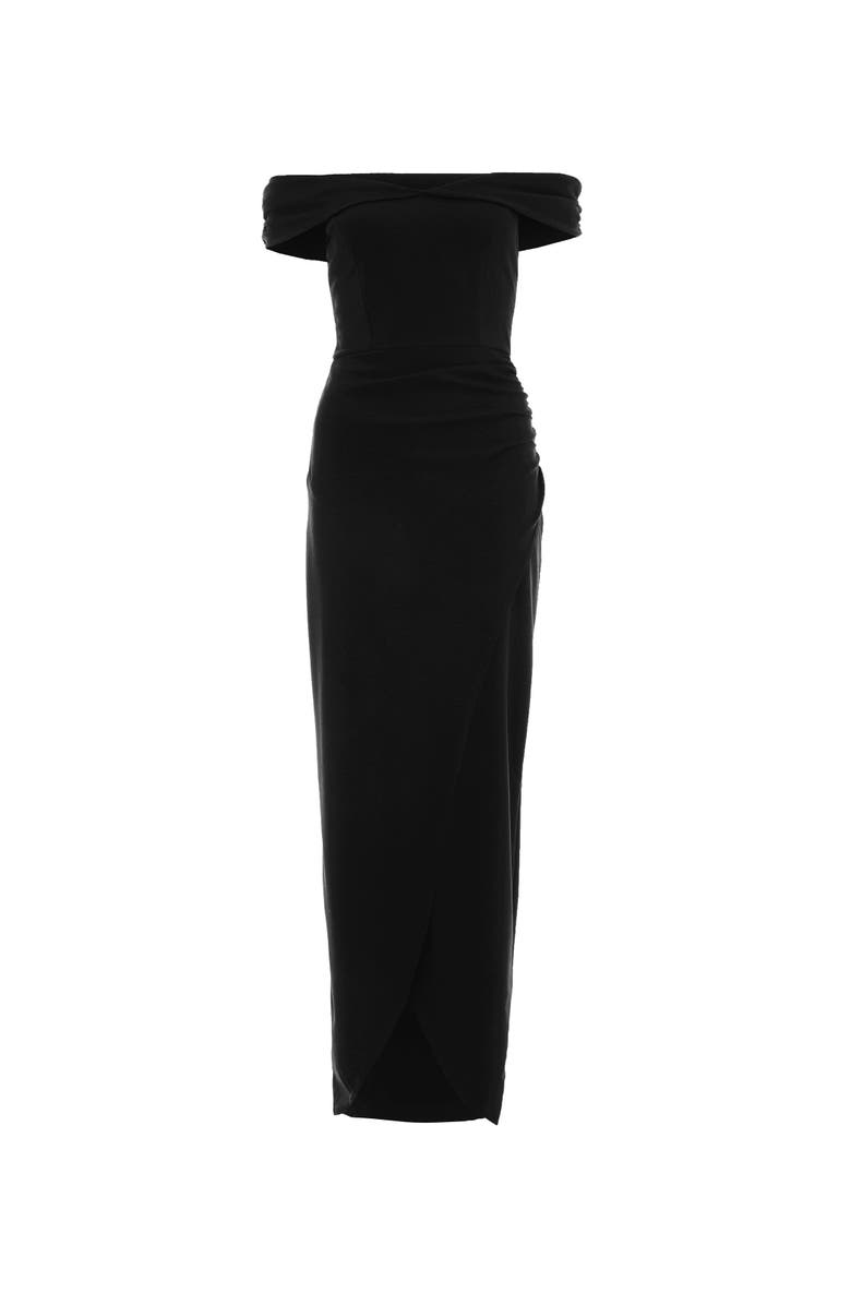 QUIZ Scuba Crepe Bardot Maxi Dress, Alternate, color, Black