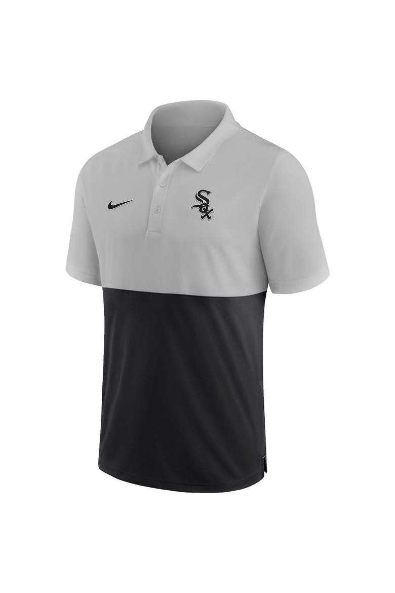 Men's Nike Silver/Black Chicago White Sox Team Baseline Striped Performance Polo, Alternate, color, Silver