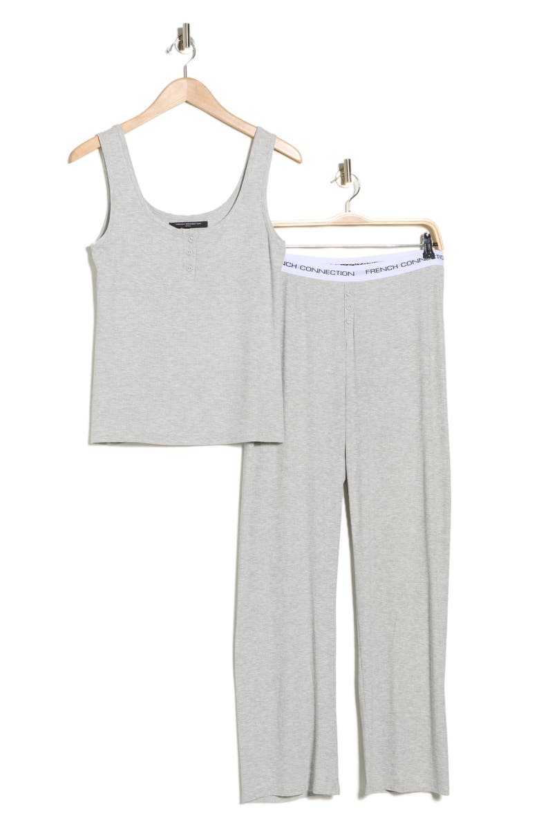 French Connection 3-Piece Jersey Pajamas, Alternate, color, Heather Grey
