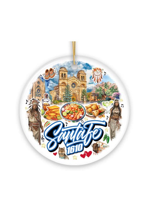 Santa Fe 1610 Southwest Landmarks Ceramic Ornament