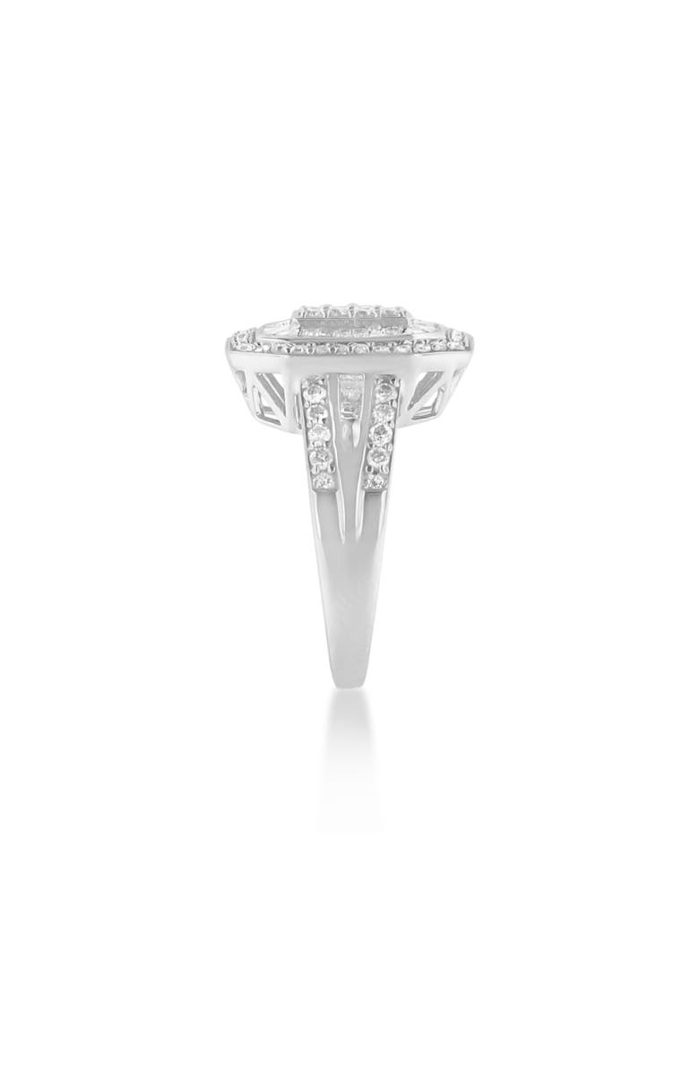 Haus of Brilliance Silver 0.75 Cttw Round and Baguette Diamond Cathedral Ring, Alternate, color, Silver