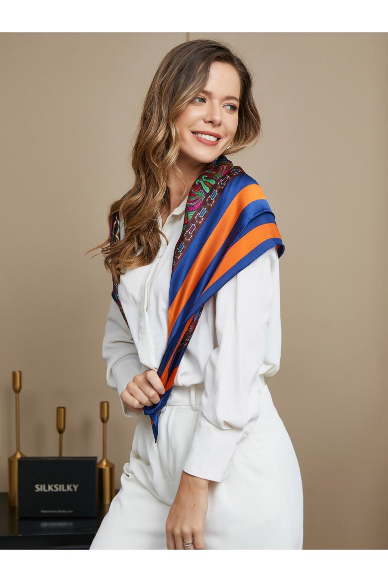 Pure Silk Bohemian Square Scarf, Alternate, color, Multi