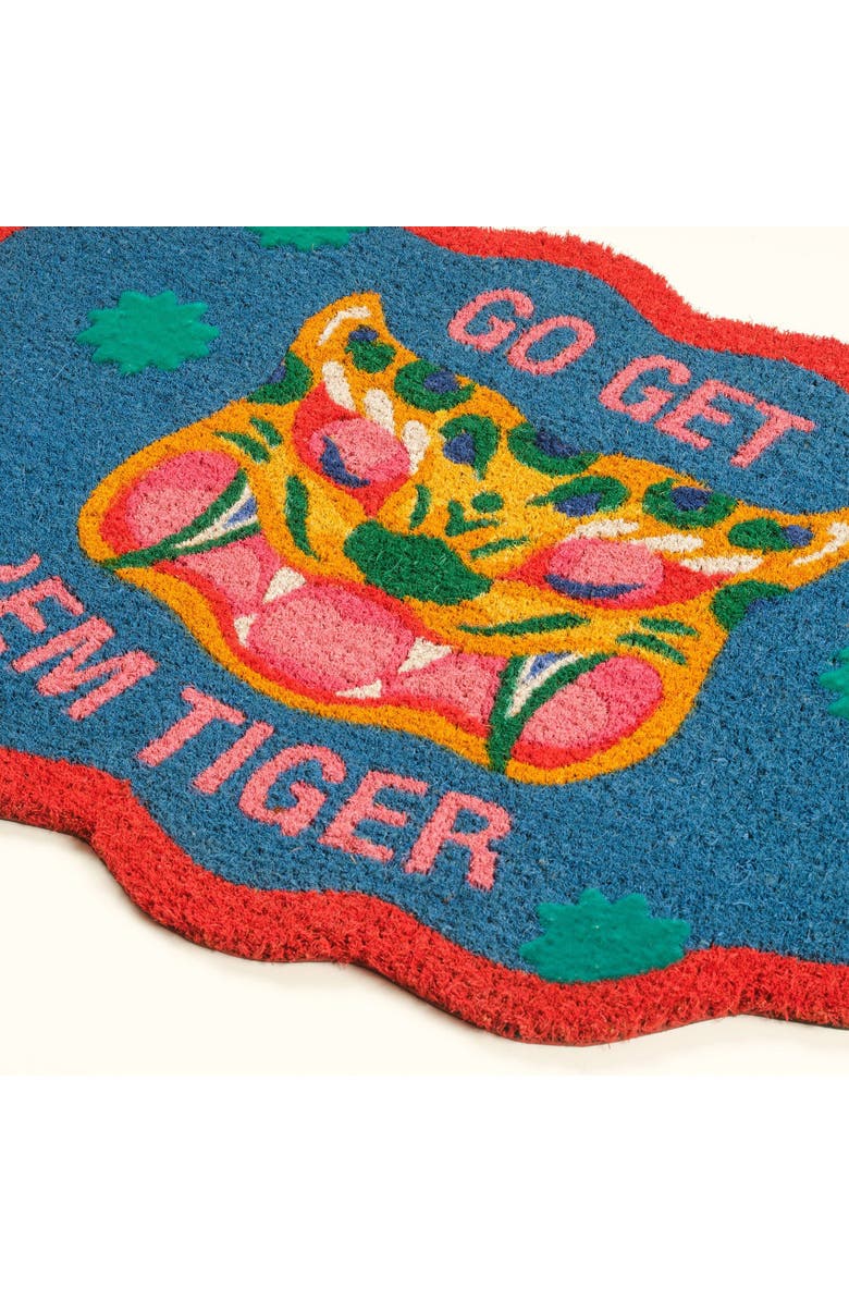 Zsa Zsa Zsu Kerala Tiger Coir Doormat 20" x 28", Alternate, color, Blue