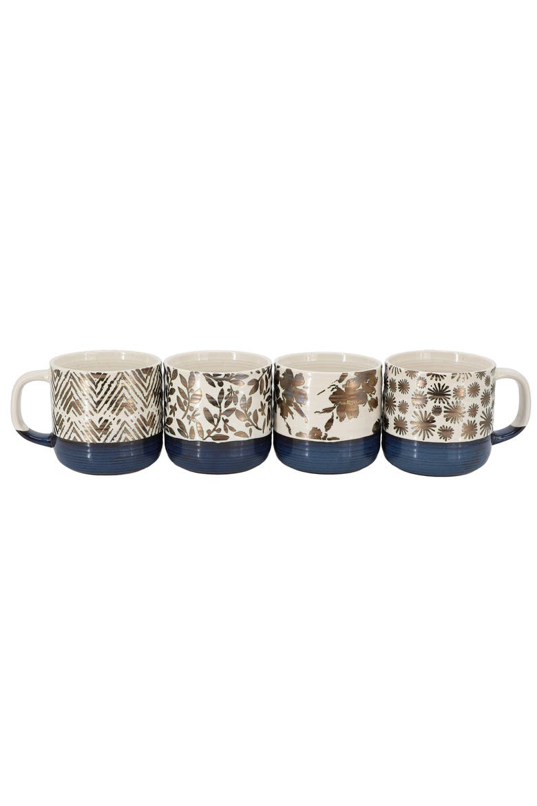 4 Piece 17 Ounce Stoneware Mug Set, Alternate, color, White