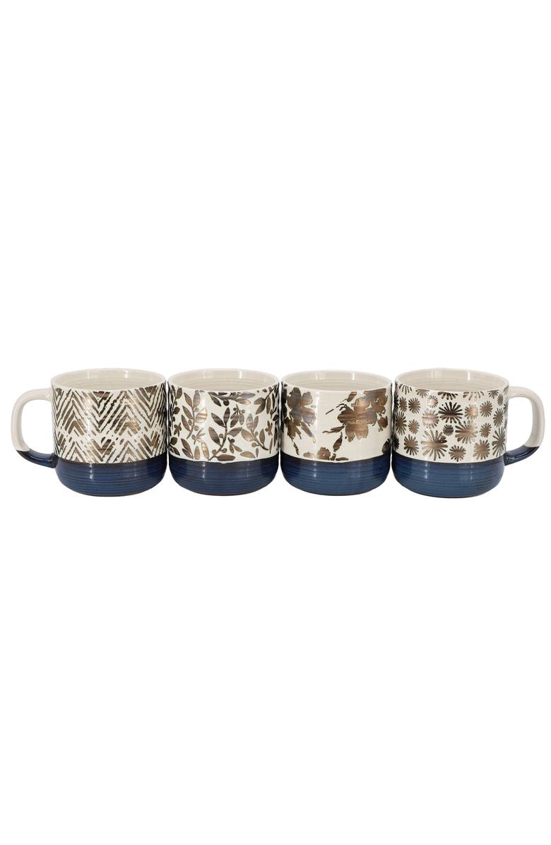Gibson Home Spruce Garden Assorted 4 Piece 17 Ounce Stoneware Mug Set, Alternate, color, White