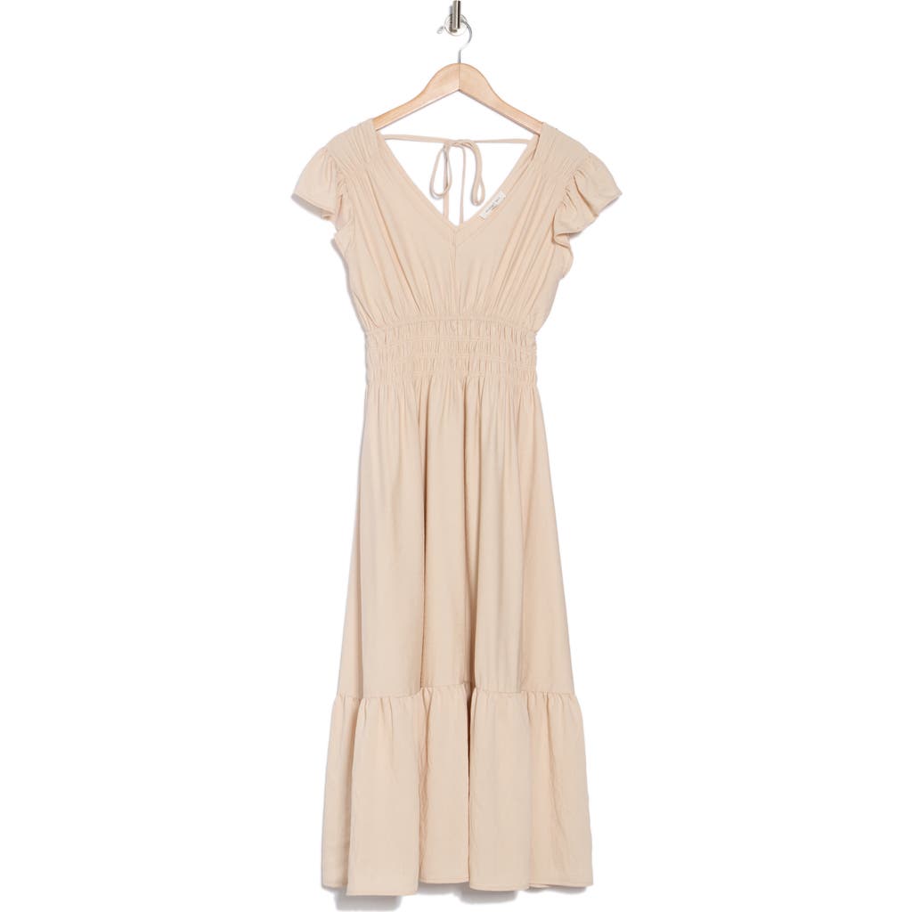 August Sky Flutter Sleeve Midi Dress