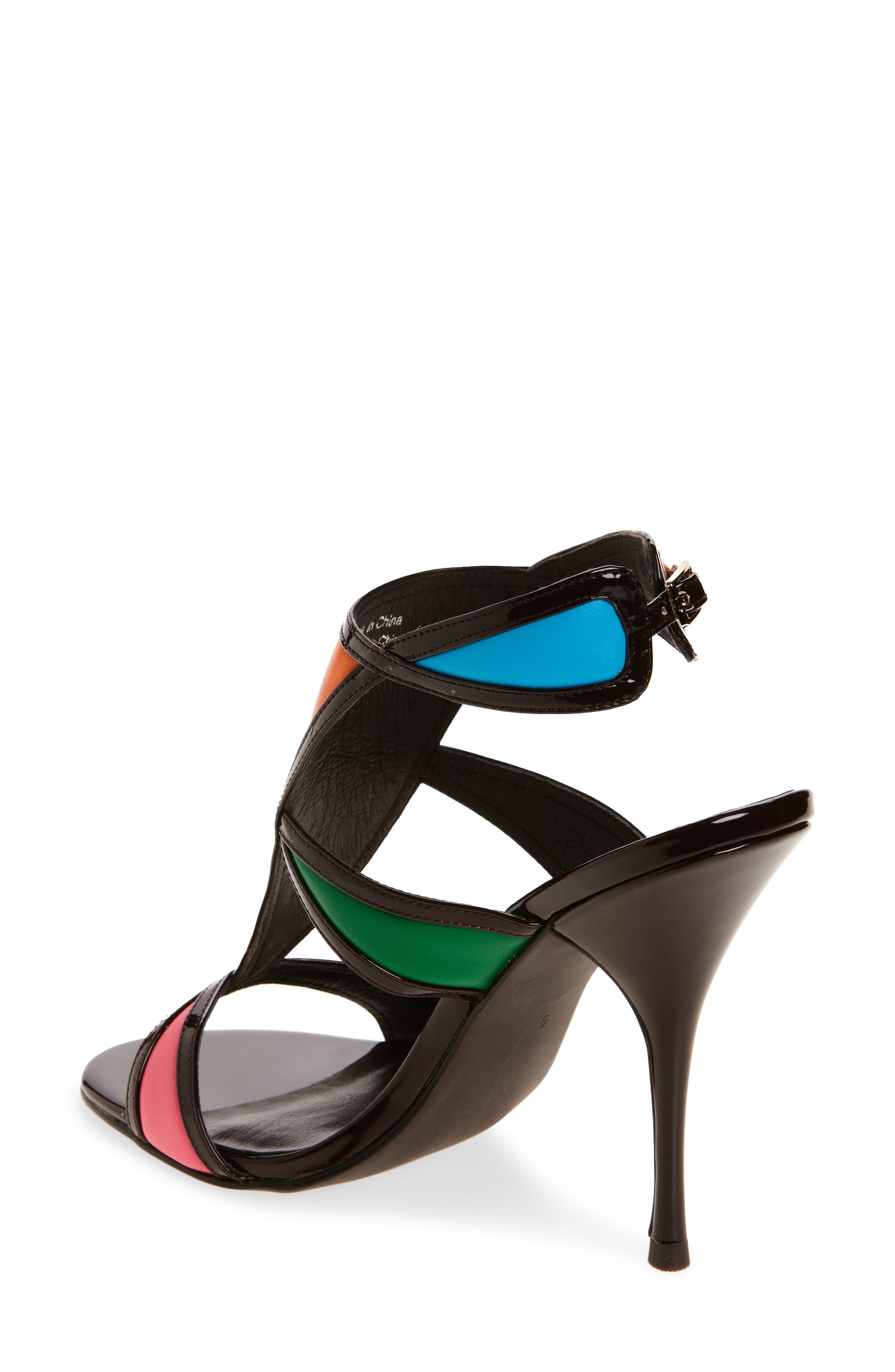 Jeffrey Campbell Kaleido Ankle Strap Sandal, Alternate, color, Brown Patent Multi