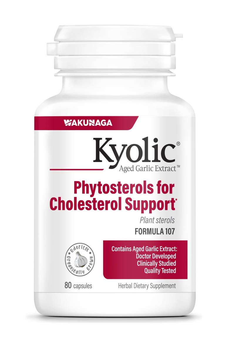 Aged Garlic Extract Formula 107, Phytosterols for Cholesterol Support, 80 Capsules, Main, color, None