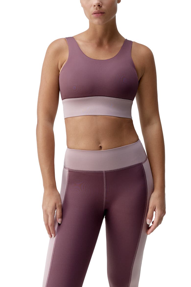Maiko Medium Support Performance Sport Top, Alternate, color, Tuscany/Deep Rose