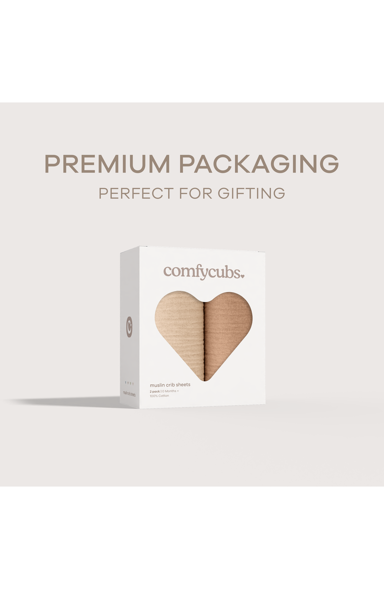 Comfy Cubs Muslin Fitted Crib Sheet - Pack of 2, Alternate, color, Cedar And Cream