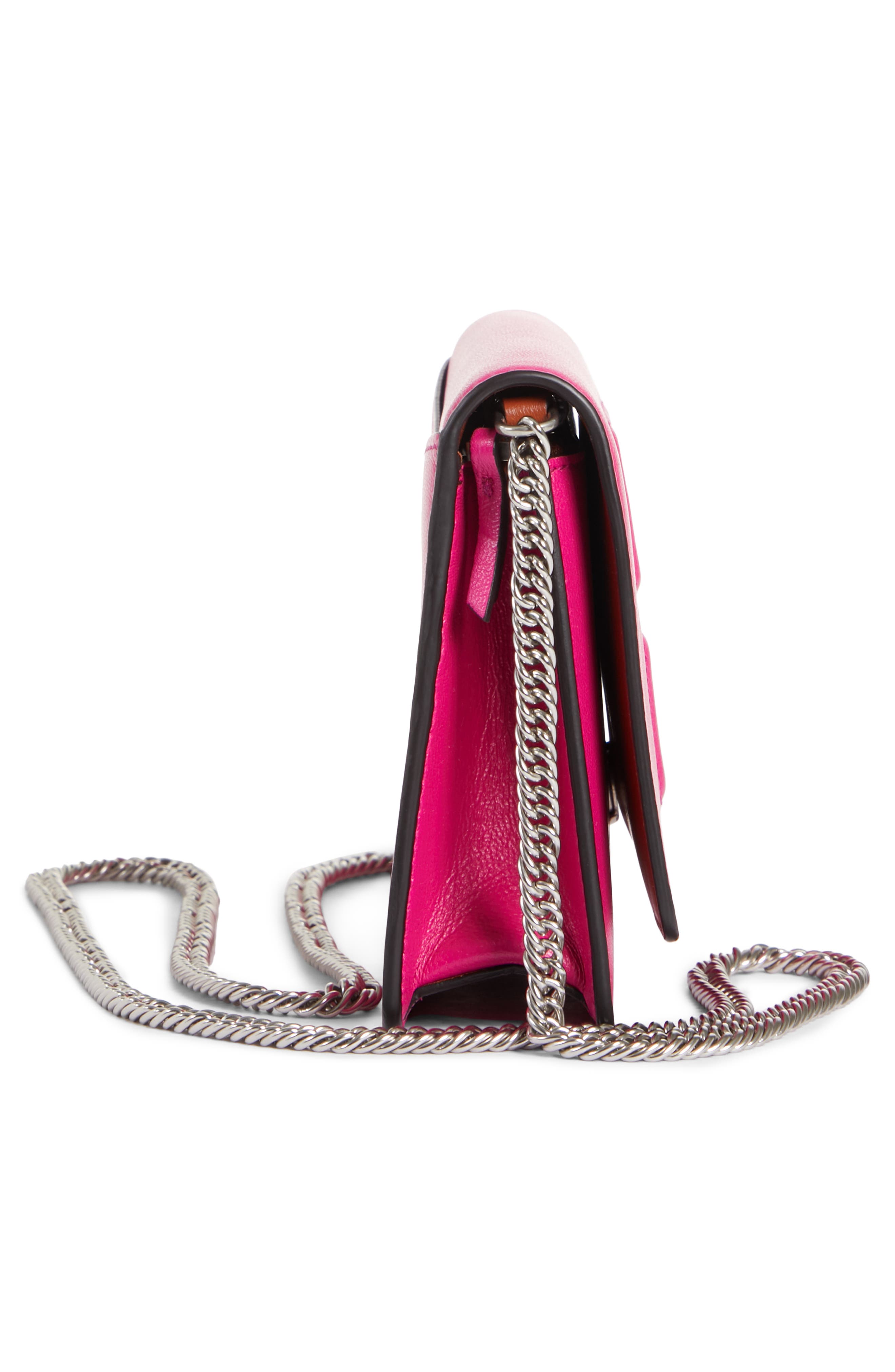 Embossed Emblem Wallet on a Chain, Alternate, color, CYCLAMEN