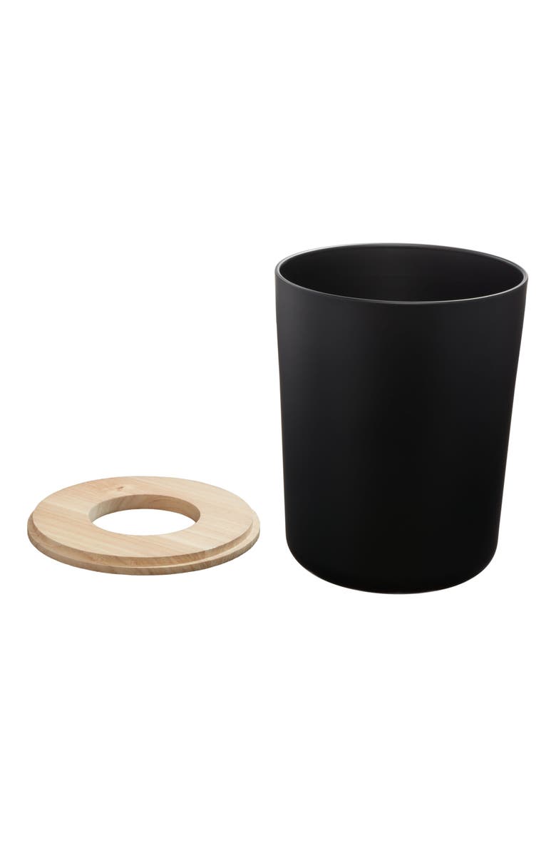 iDesign Small Round Bathroom Trash Can - Set of 2 - Matte Black, Alternate, color,