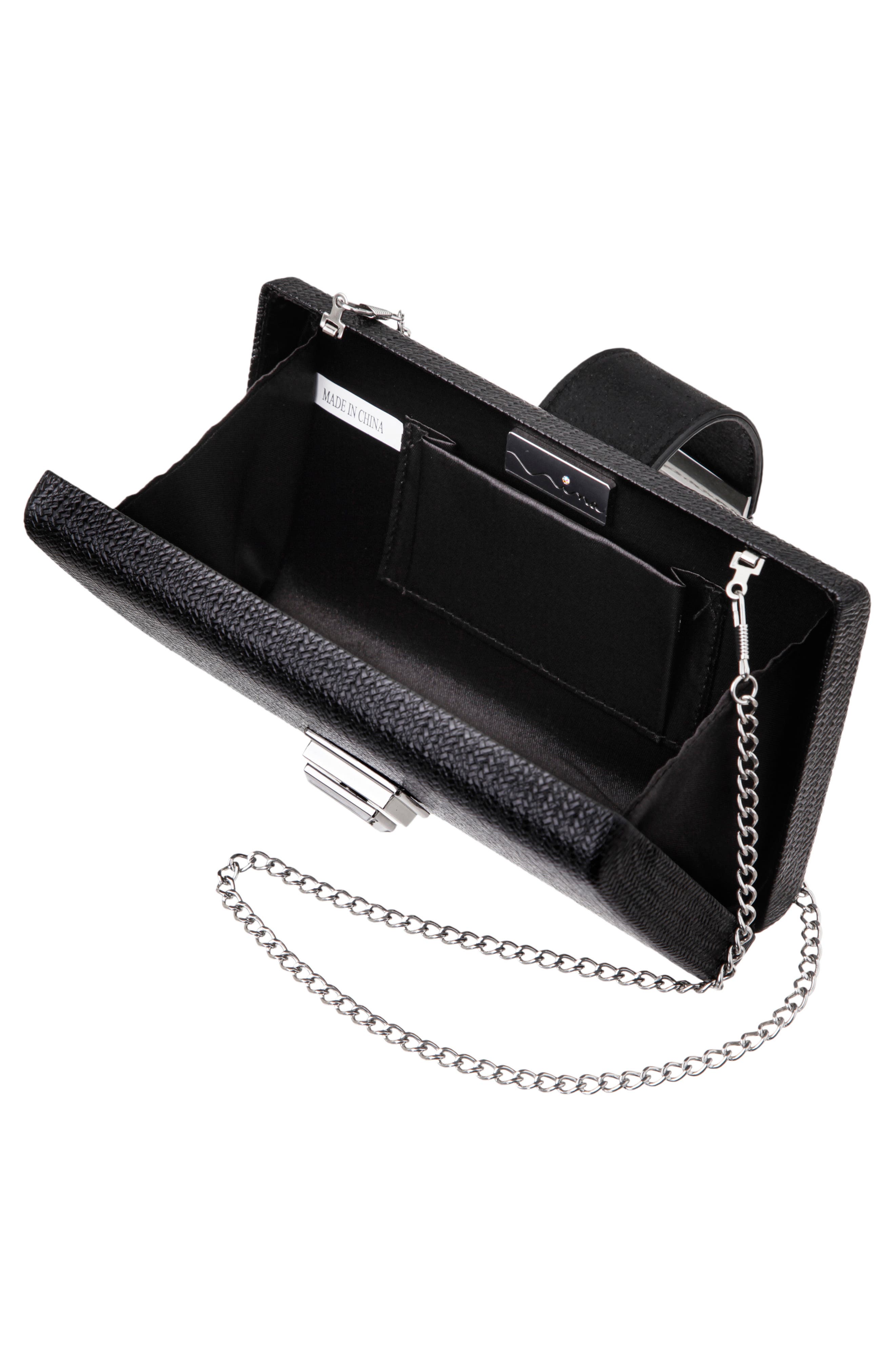Nina Presly Faux Leather Clutch, Alternate, color, Black