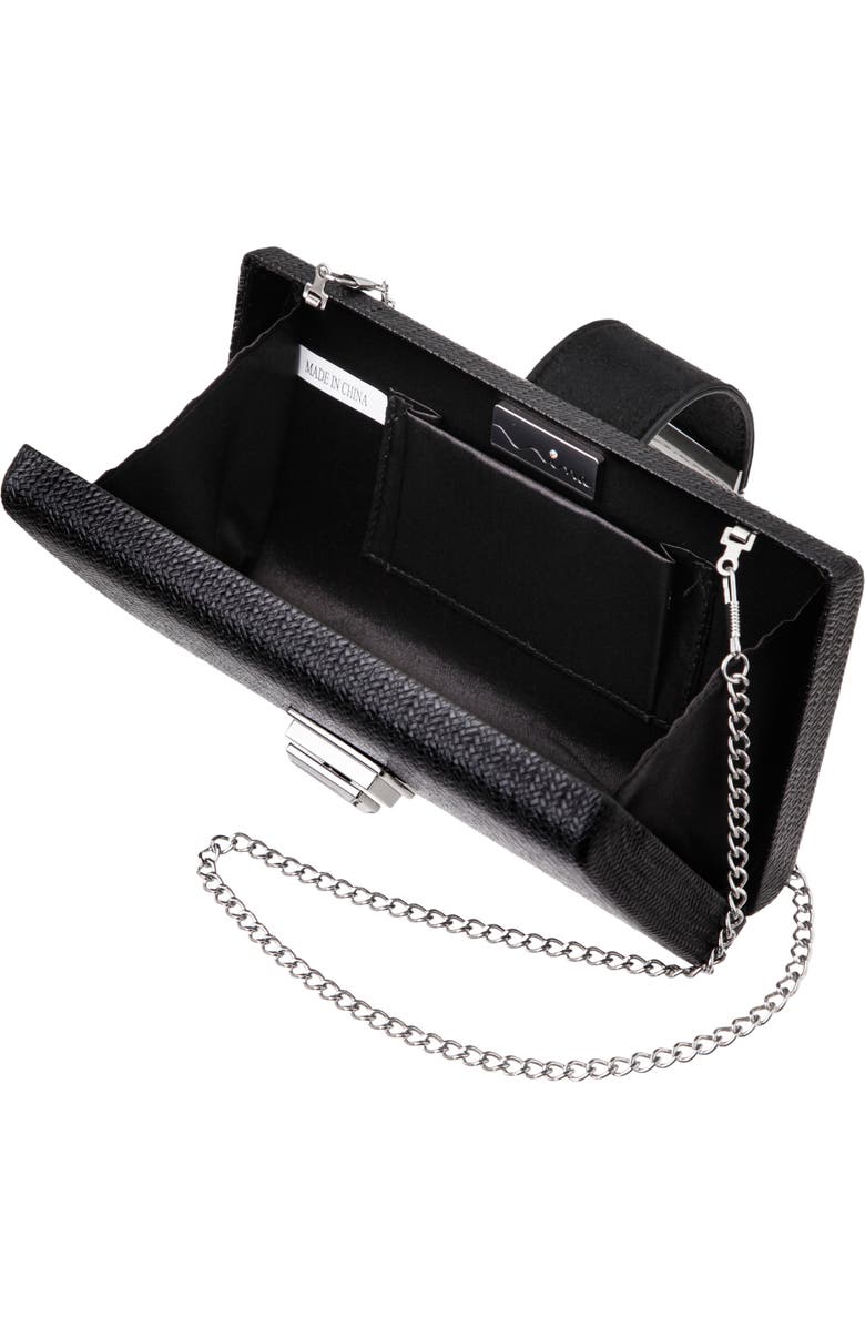 Nina Presly Faux Leather Clutch, Alternate, color, Black