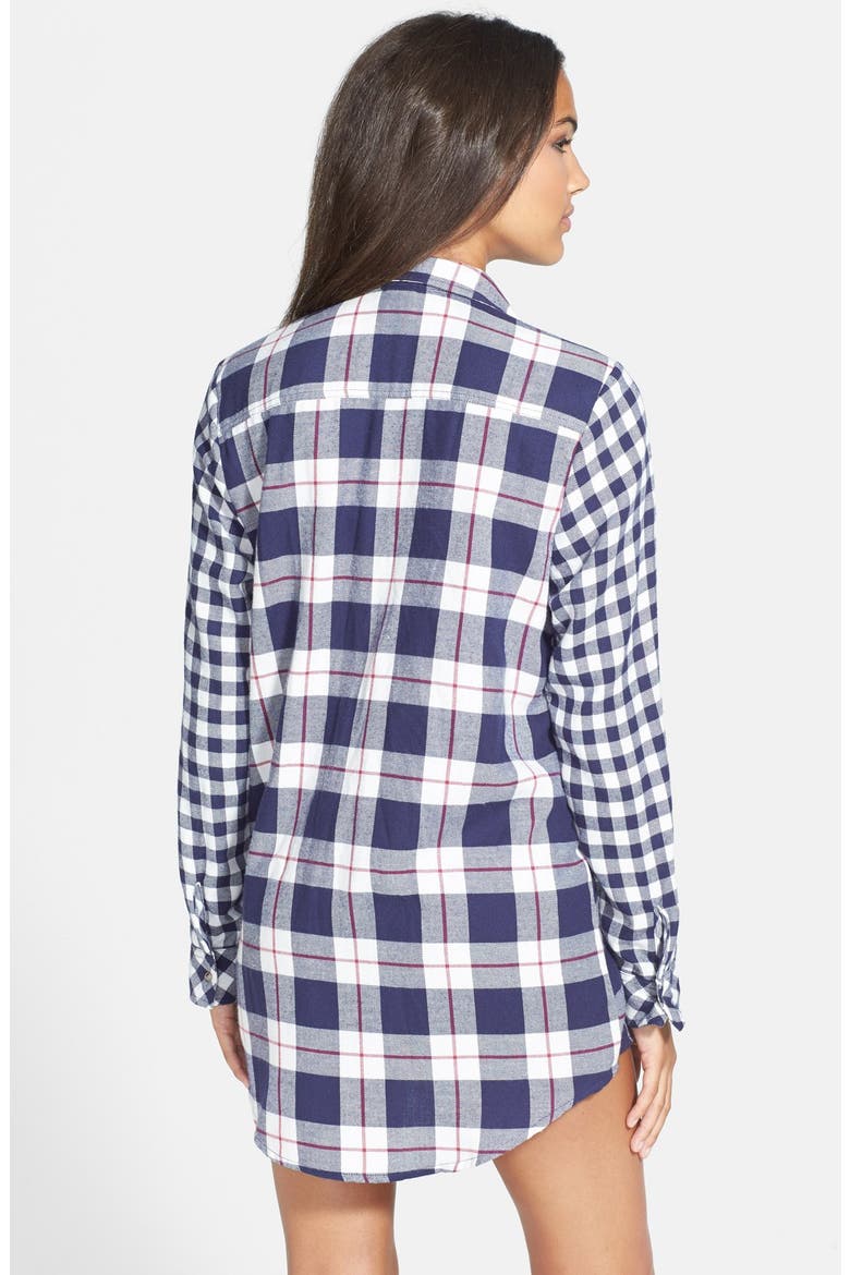 Flannel Nightshirt, Alternate, color, NAVY DUSK JULIA PLAID