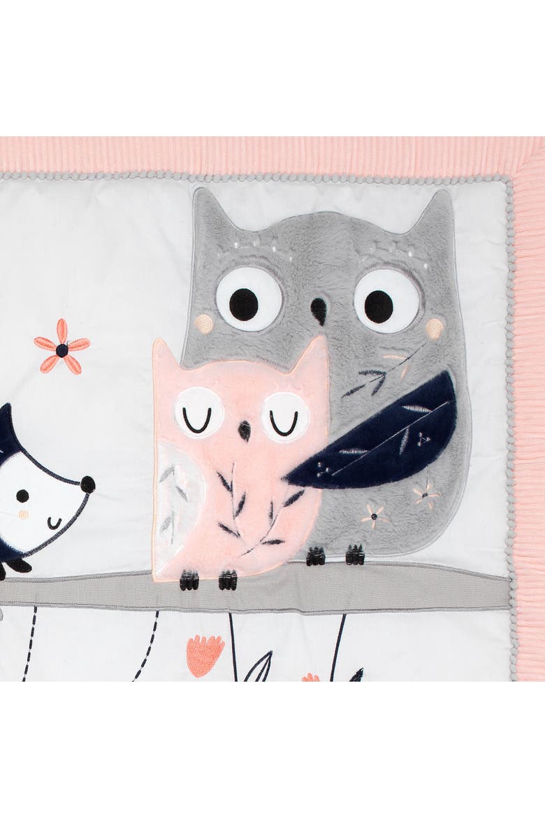 Forever Friends Woodland Fox/Owl 4-Piece Nursery Crib Baby Bedding Set, Alternate, color, Pink