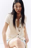H&M Cap-sleeved pointelle-knit cardigan