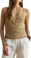 Lauren Ralph Lauren Mixed Stitch Linen & Cotton Sweater Tank