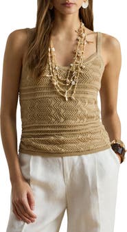 Lauren Ralph Lauren Mixed Stitch Linen & Cotton Sweater Tank