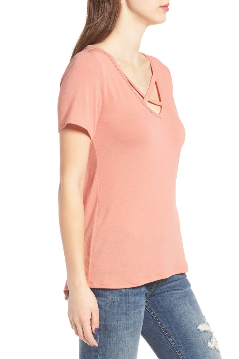 Strap Front Tee, Alternate, color, ROSE DAWN