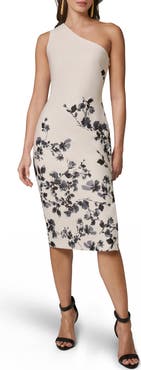 Donna Karan New York One Shoulder Floral Print Dress