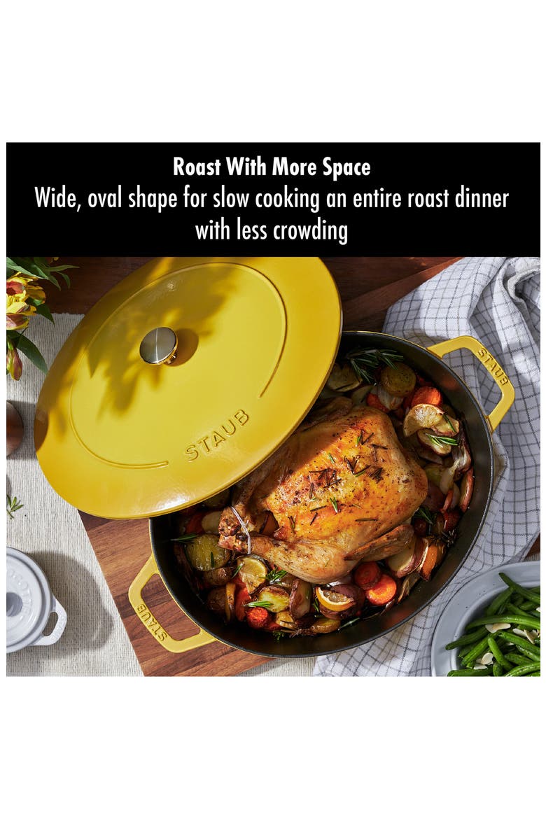 6.25-Quart Enameled Cast Iron Shallow Oval Dutch Oven, Alternate, color, CITRON