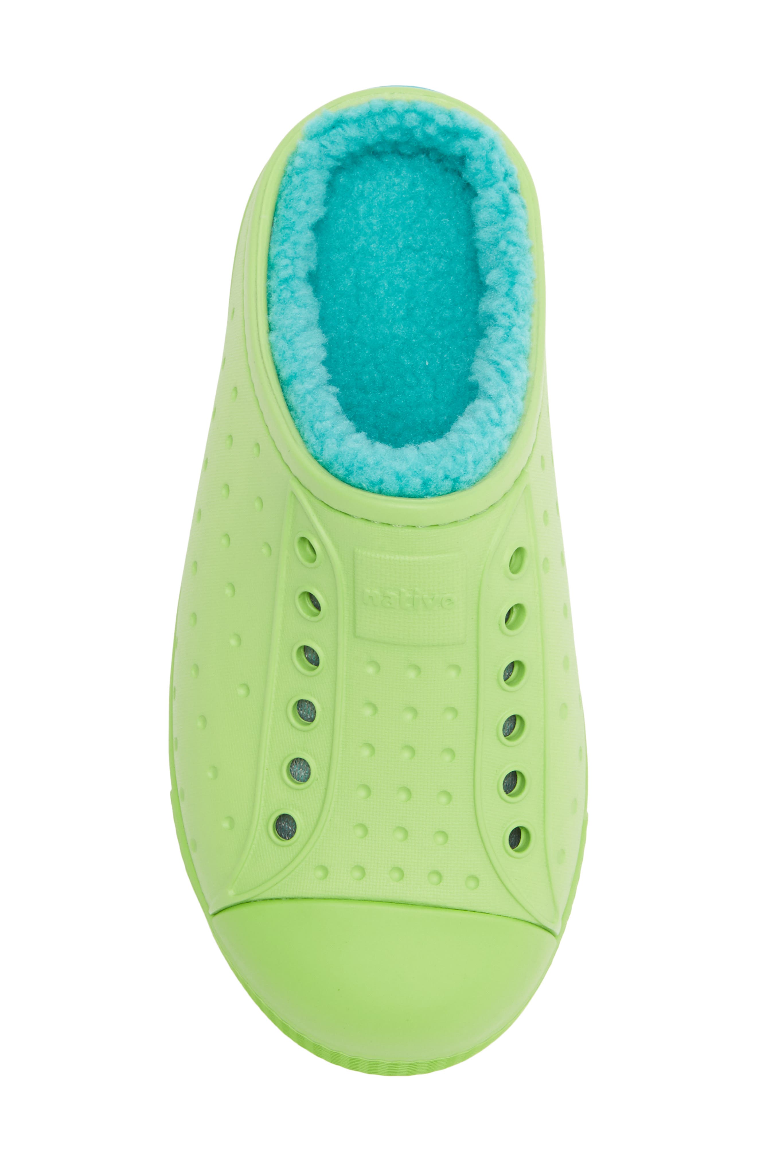 Native Shoes Kids' Jefferson Cozy Slippers, Alternate, color, Snap Green/ Maui Blue