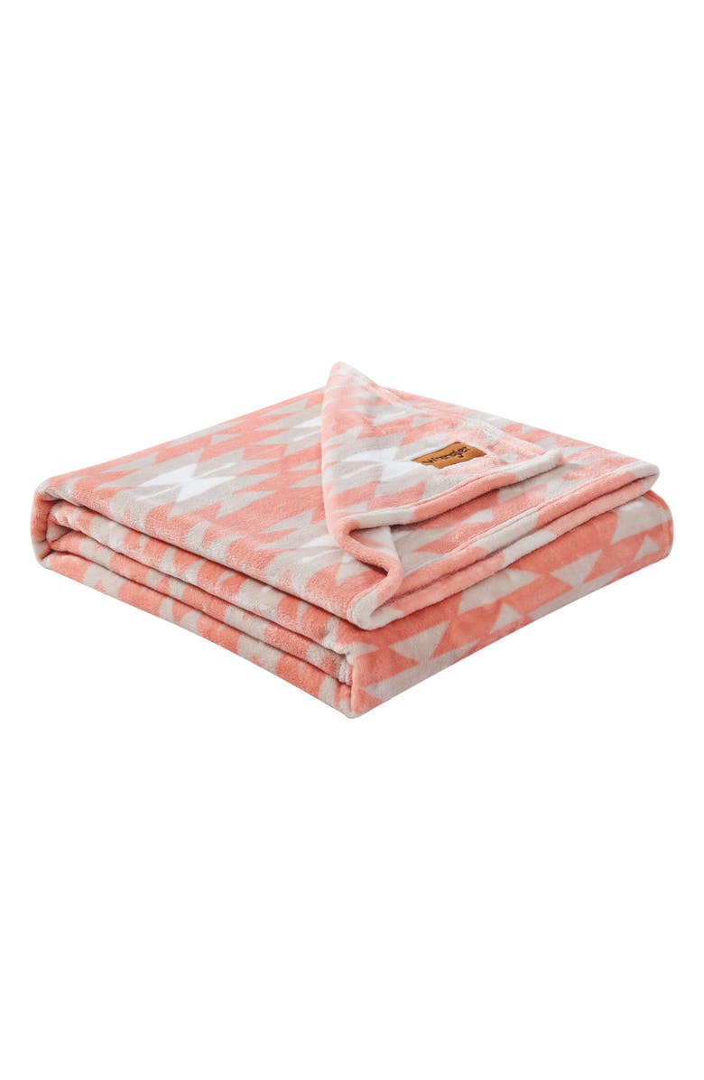 Wrangler Southwestern Plush Fleece Throw - 50" x 60", Main, color, Orange