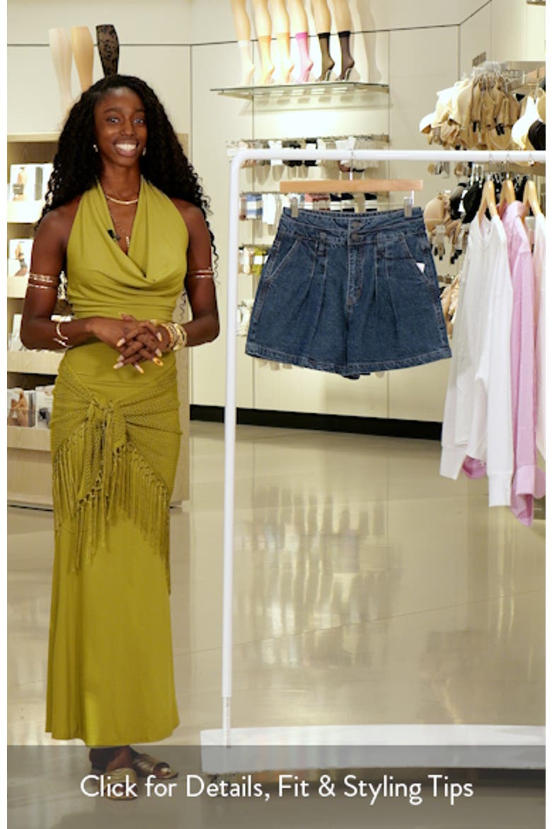 High Waist Pleat Front Denim Shorts video