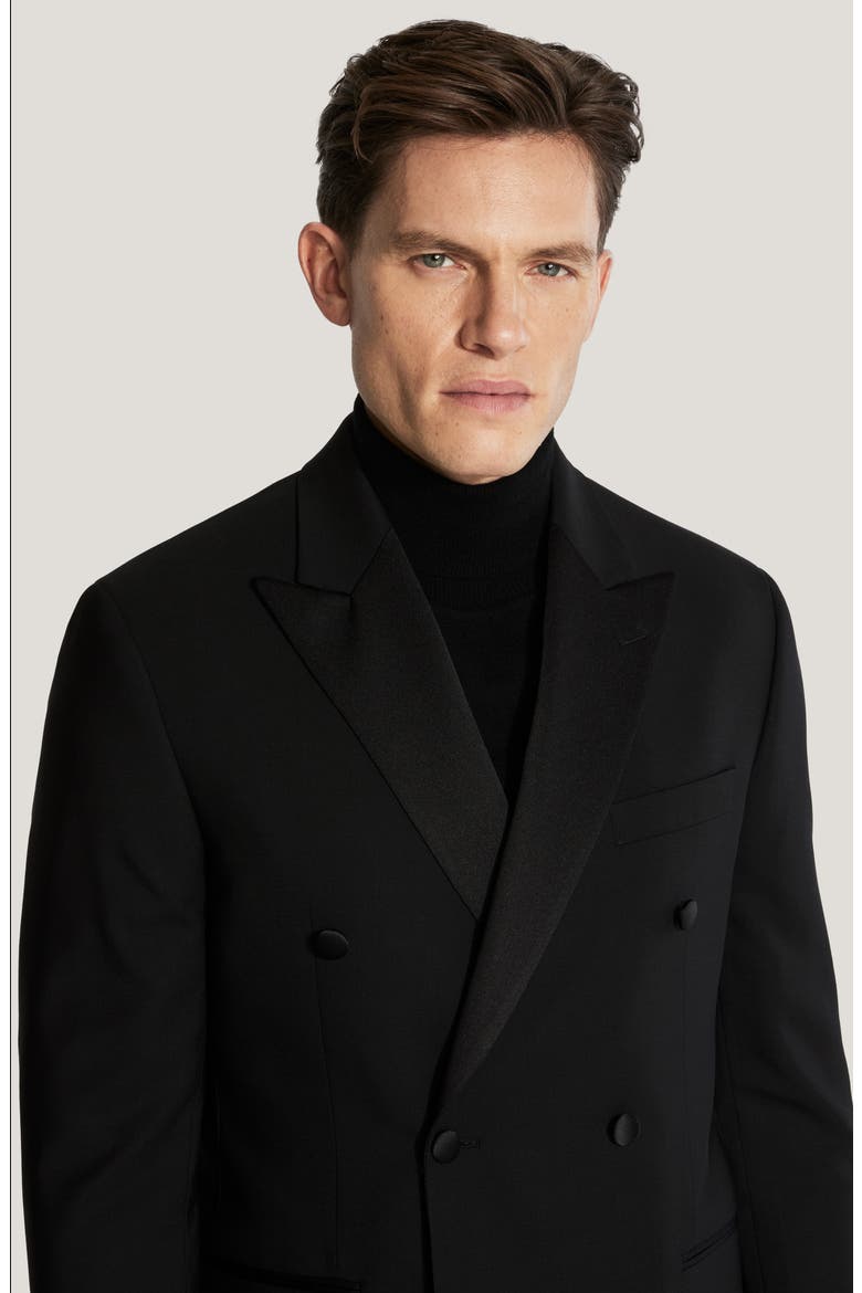 Eden Double Breasted Black Wool Tuxedo, Alternate, color, BLACK