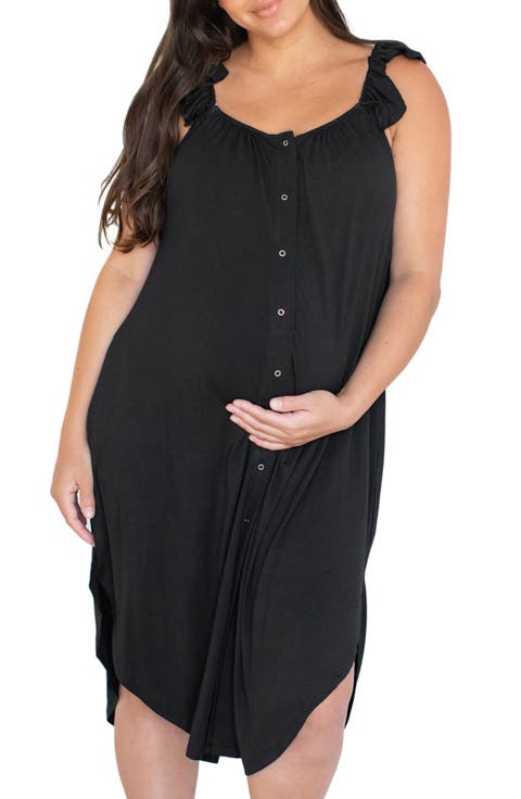 Ruffle Strap Labor & Delivery Gown