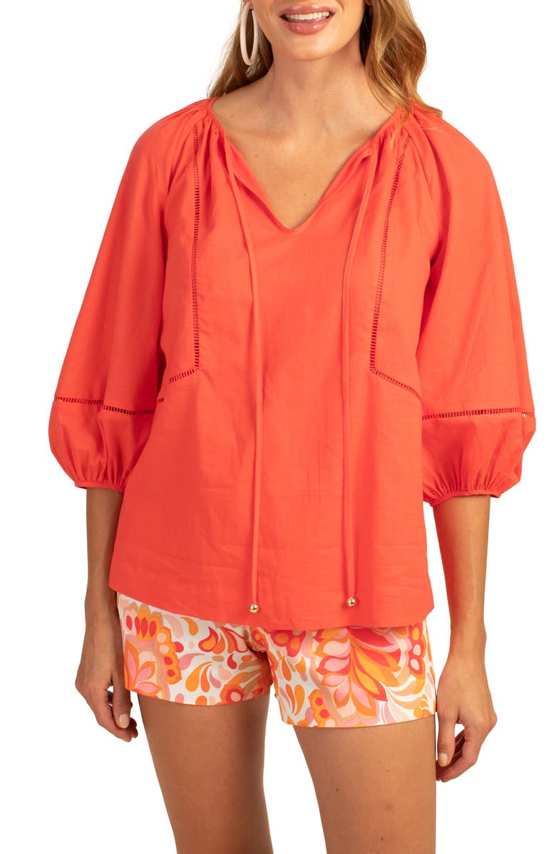 Trina Turk Joplin Ladder Cutout Cotton Top, Alternate, color, Slushie